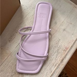 NWT Dolce Vita Clear Vinny Lilac Faux Leather Strappy Slide Flat Sandals